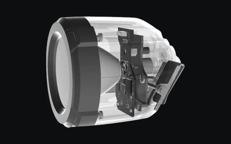 Cutaway cap lamp head with the embedded RTLS-IoT module inside