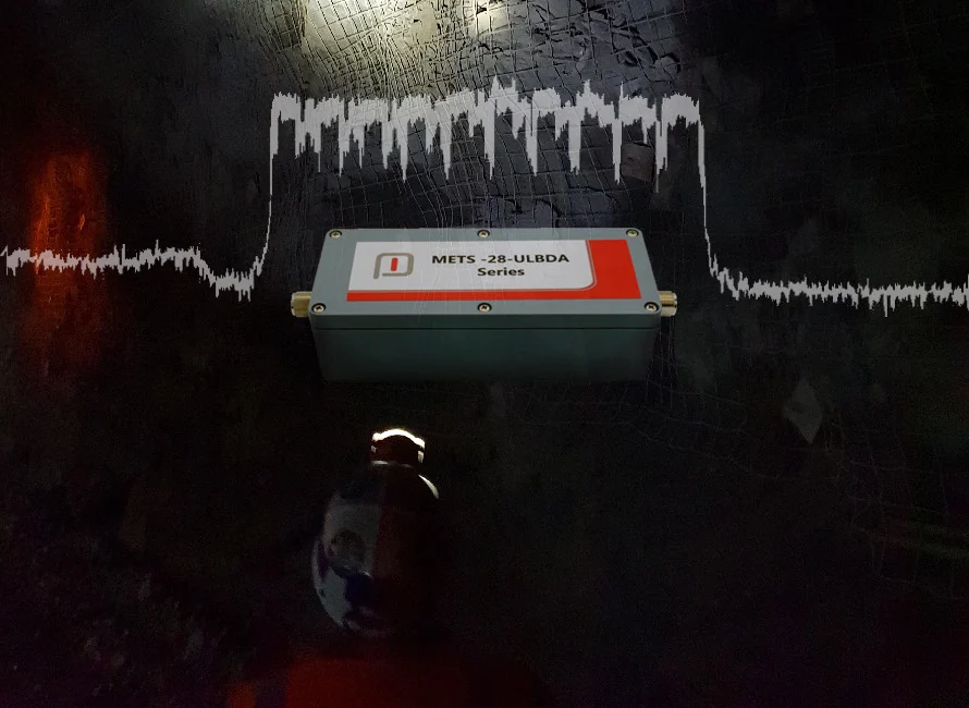 A METS-28-ULBDA bi-directional amplifier mounted on an underground tunnel wall