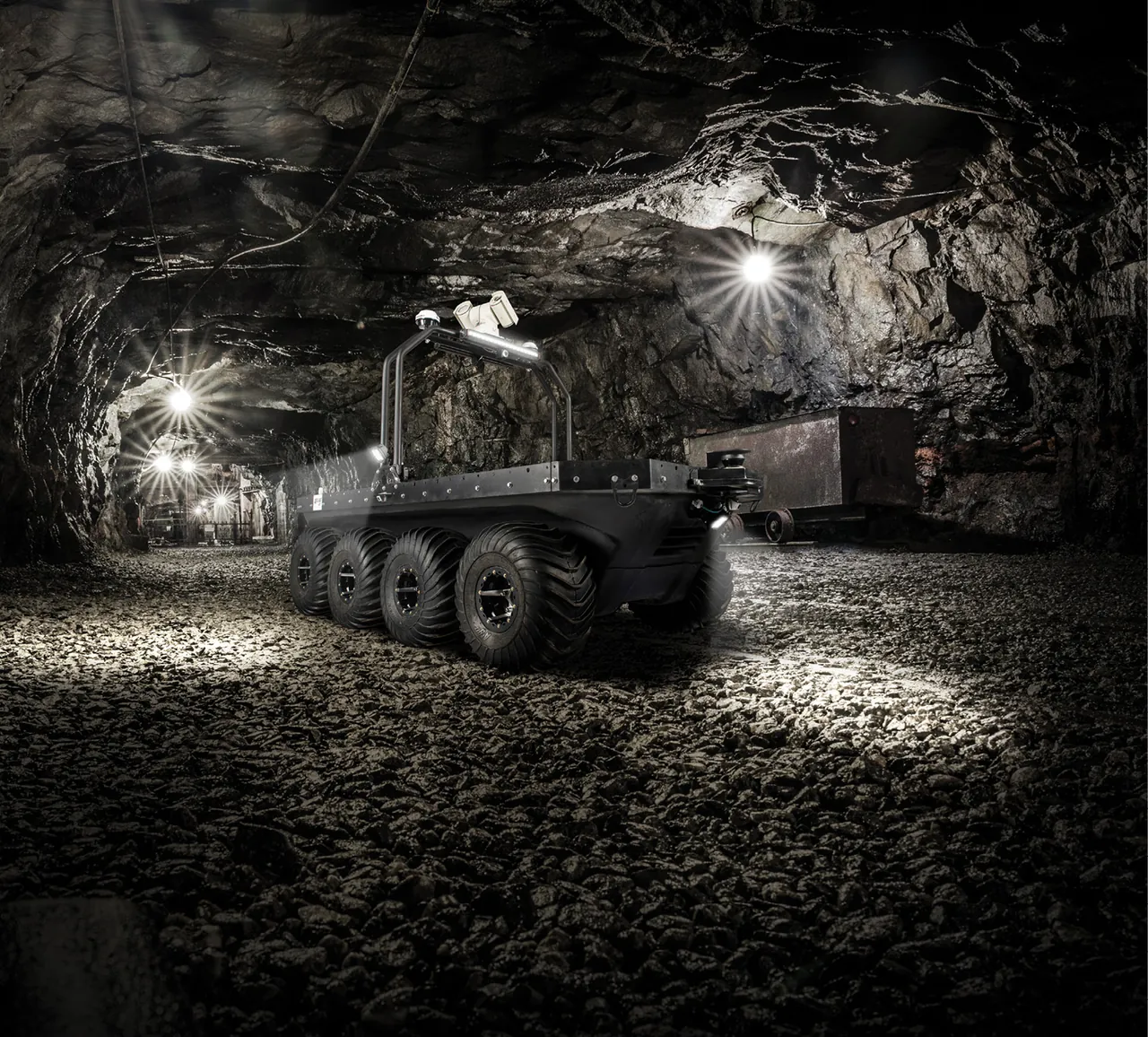 Unmanned ground vehicle in an underground tunnel